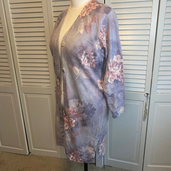 GABRIELLA T. ITALIAN MERINO WOOL BLEND LONG LINE CARDIGAN - Picture 7 of 7